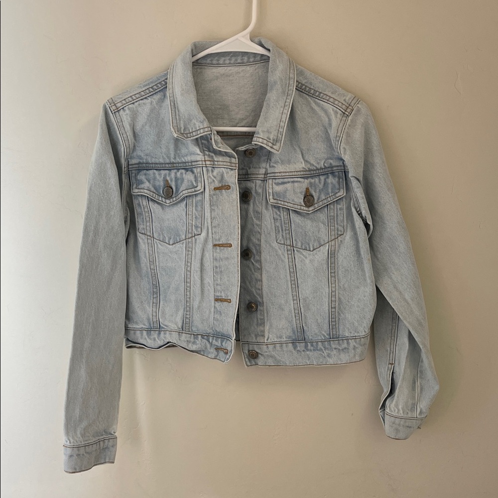 John Galt Cropped Light Blue Denim Jacket Size Small
